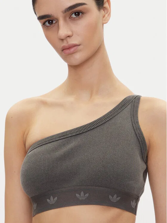 Топ slim fit Ribbed Adidas, серый — фото 4