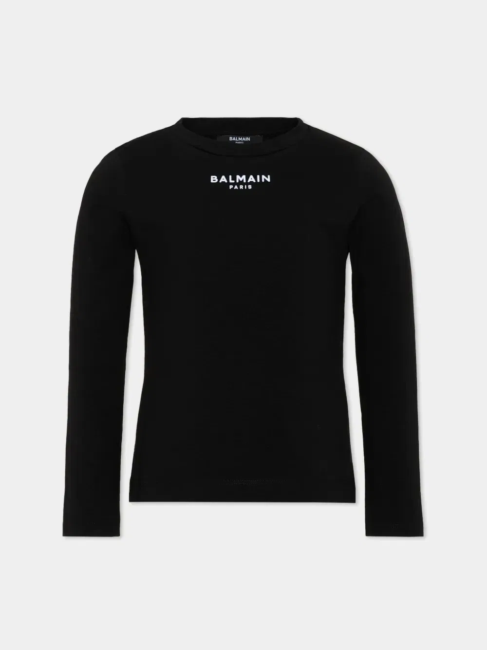 Футболка с длинными рукавами и логотипом Balmain Kids, черный