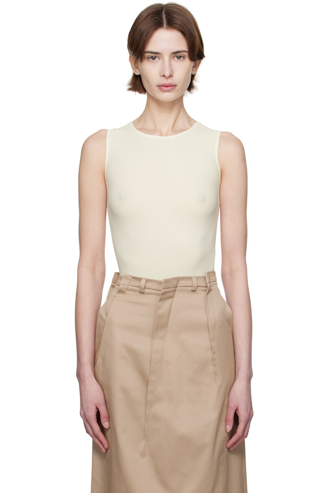 

Боди из лайкры с джерси Mm6 Maison Margiela, цвет cream