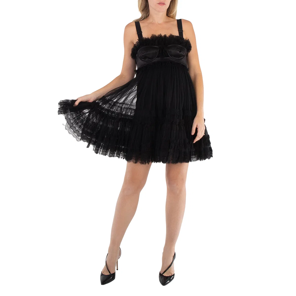 Платье мини с корсетом и тюлем Ladies Black Tulle Corset Mini Dress Burberry, Black