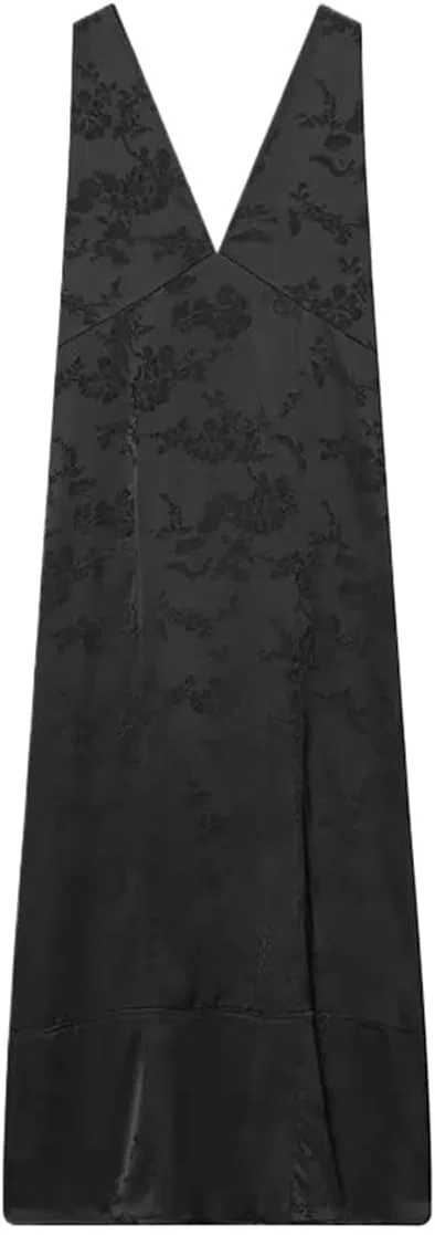 Женское летнее платье макси с цветочным узором A-силуэта, Black