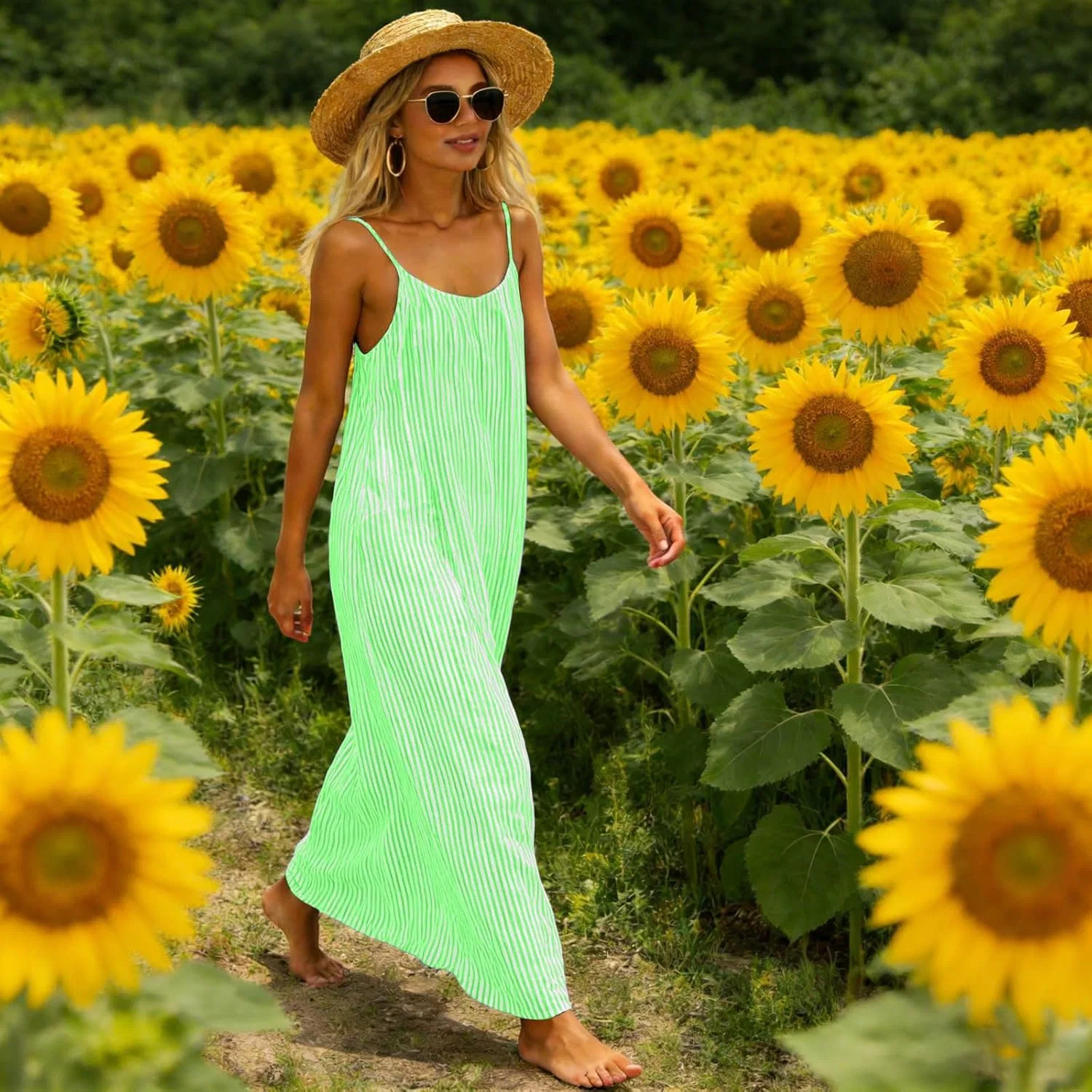 Женское летнее платье на бретелях A-line, Mint Green — фото 3