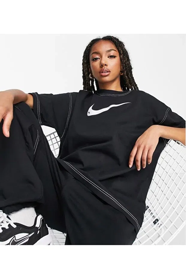 Женская футболка хлопковая с длинным рукавом Nike, Black — фото 3