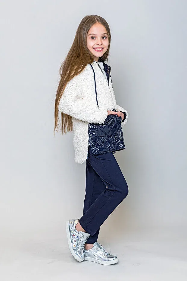 Детское пальто для девочек стеганое с капюшоном Incity, Navy Blue — фото 4