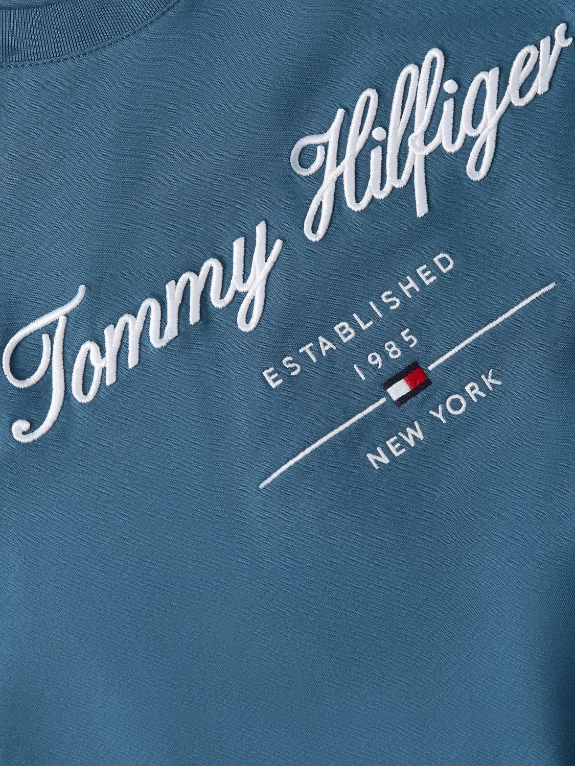 Футболка с вышитым логотипом, синяя Tommy Hilfiger, синий — фото 2