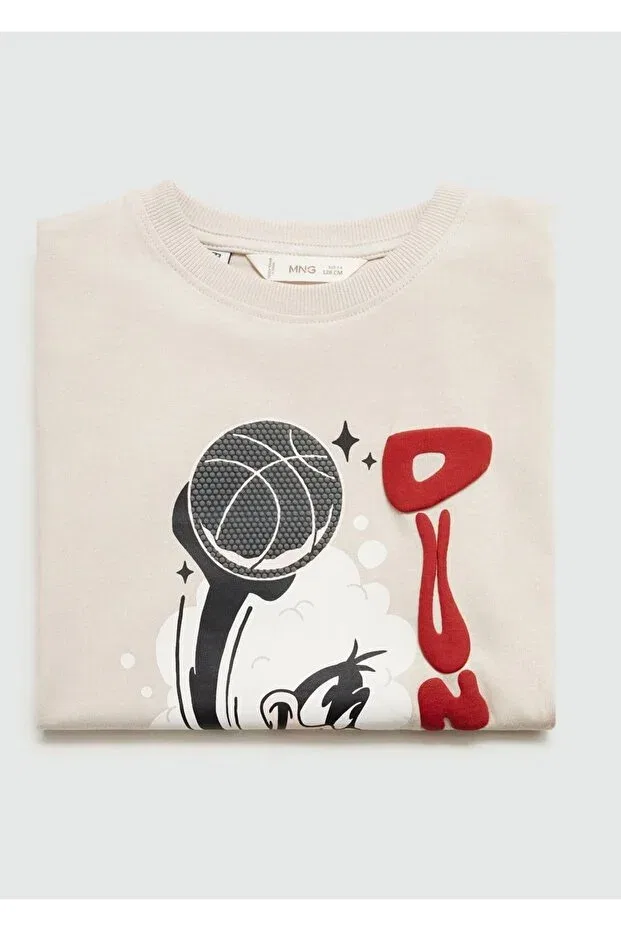 Детская футболка хлопковая Looney Tunes Mango Kids, Sand Beige — фото 4