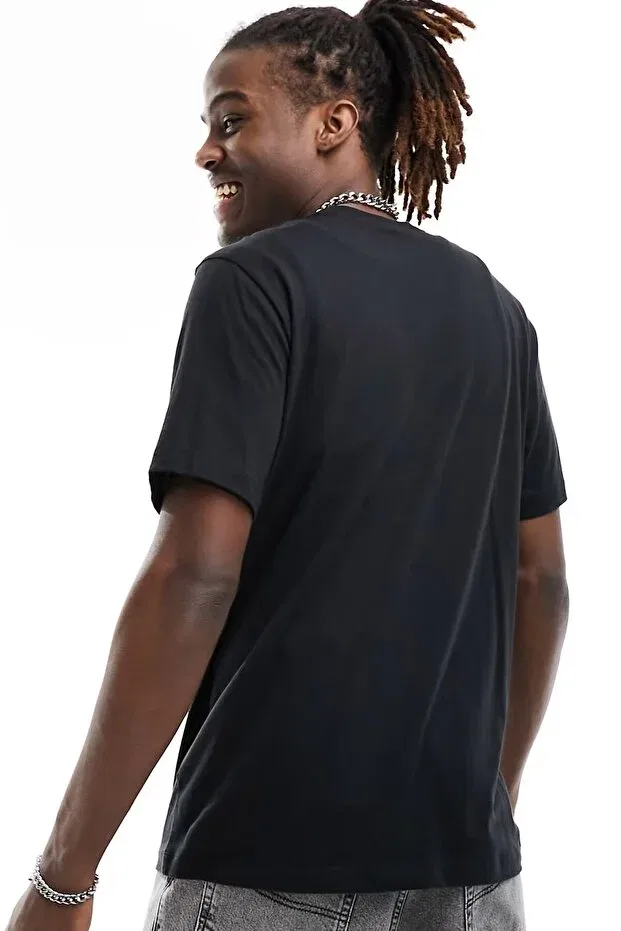 Мужская хлопковое футболка с вышивкой Sportswear Club Nike, Black-Grey — фото 2