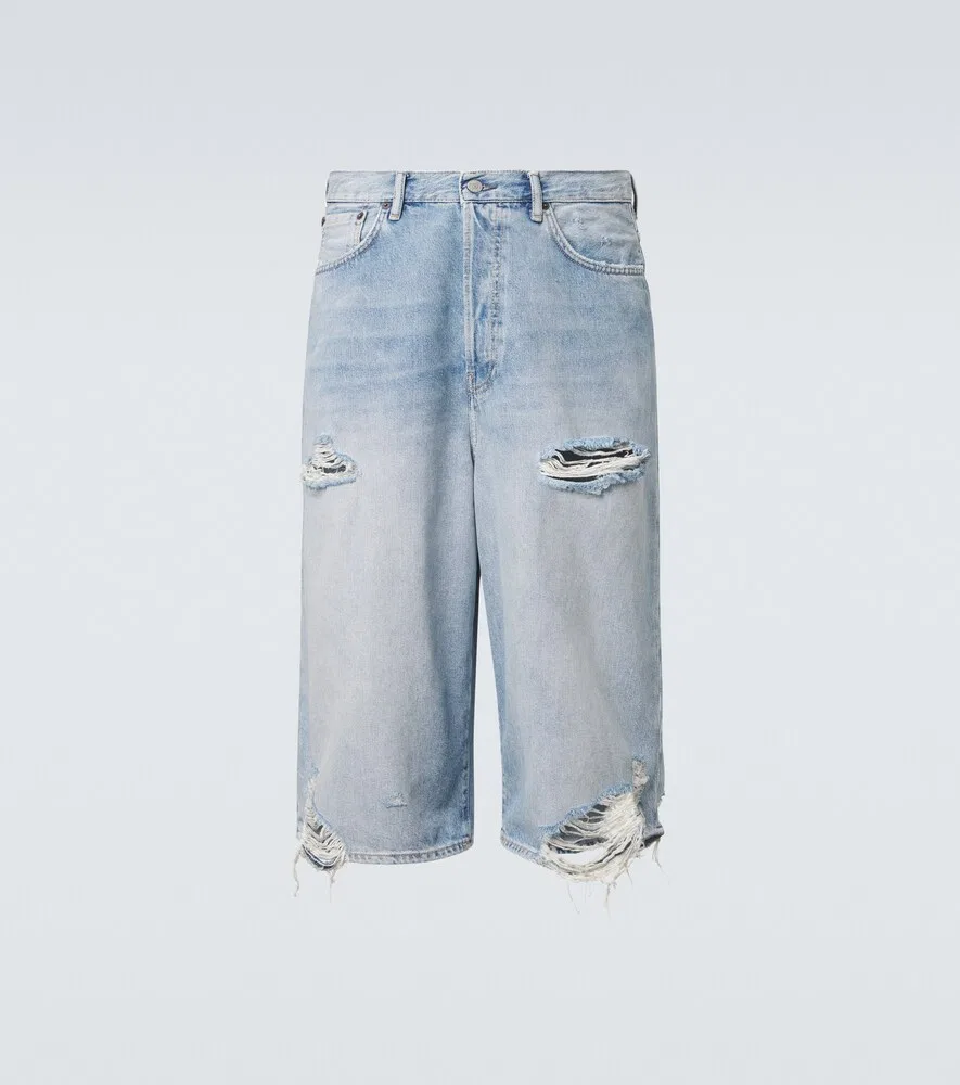 Потертые джинсовые шорты-бермуды Acne Studios, синий
