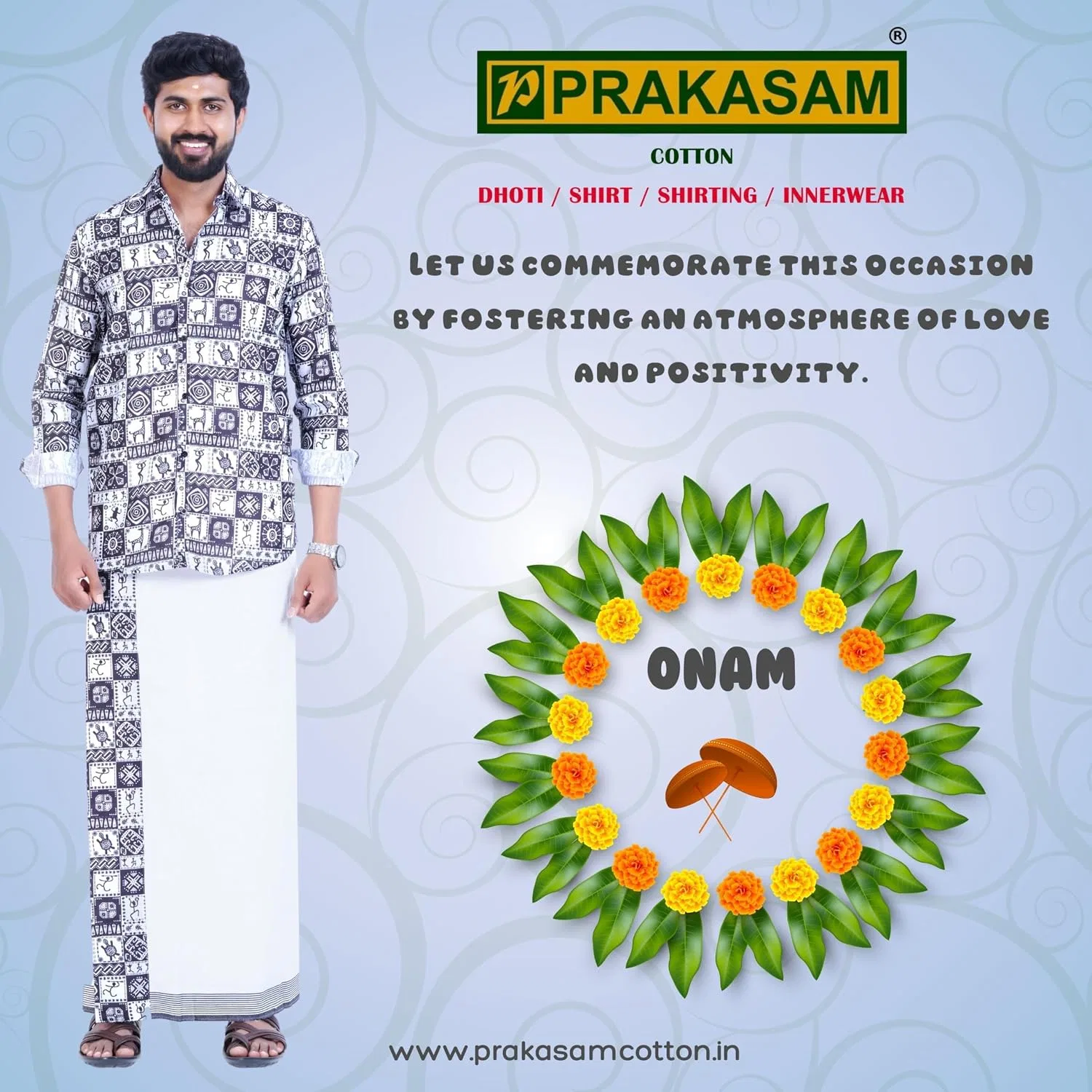 Мужская футболка с принтом Onam Prakasam, Multi Color — фото 2