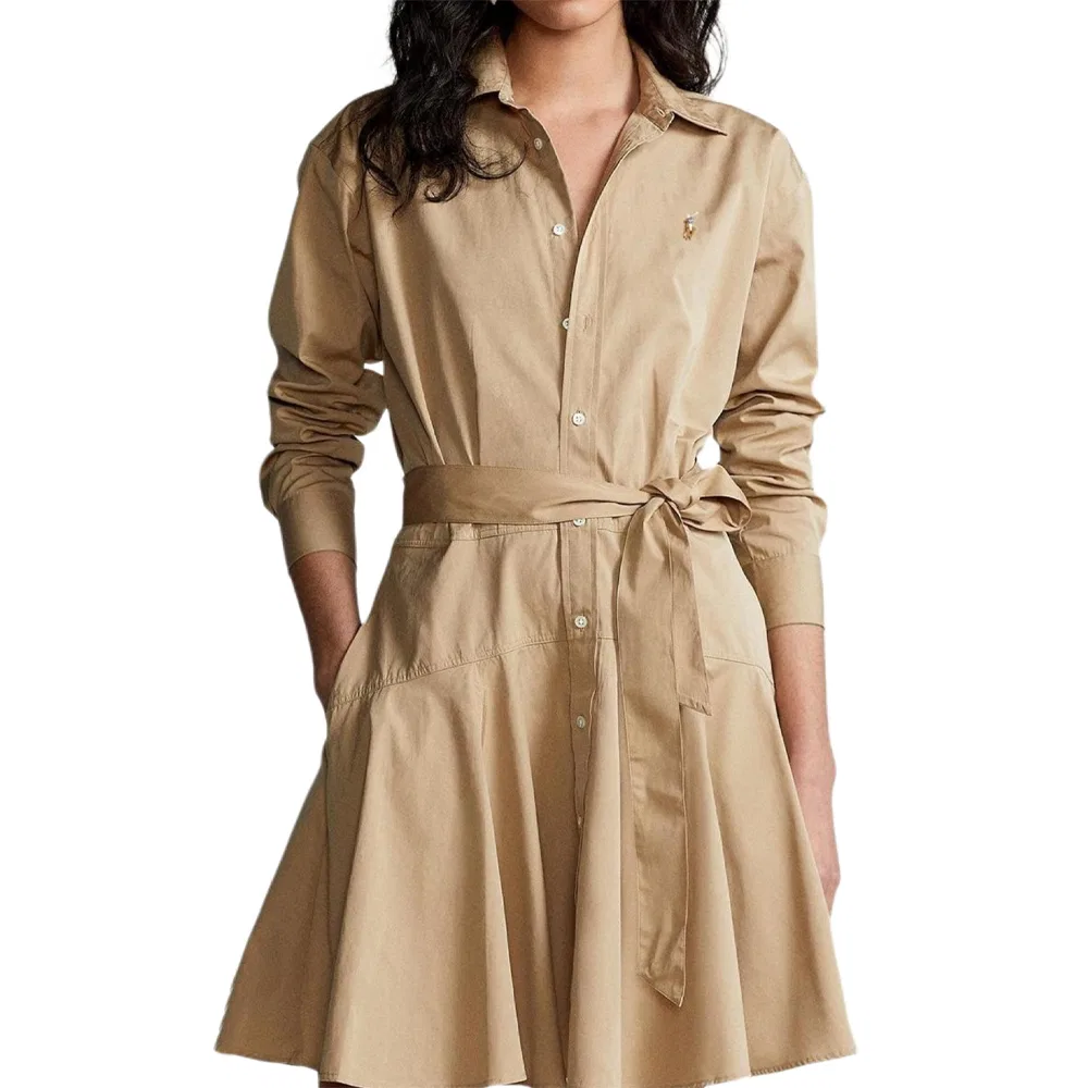 Платье с длинным рукавом SS25 женское Polo Ralph Lauren, Khaki