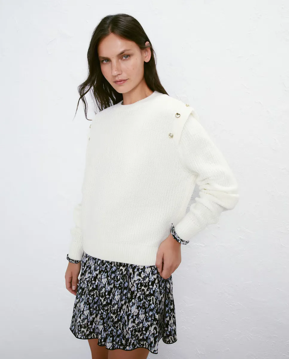 

Женский свитер английской строчки с пуговицами Easy Wear, цвет 120 Crudo