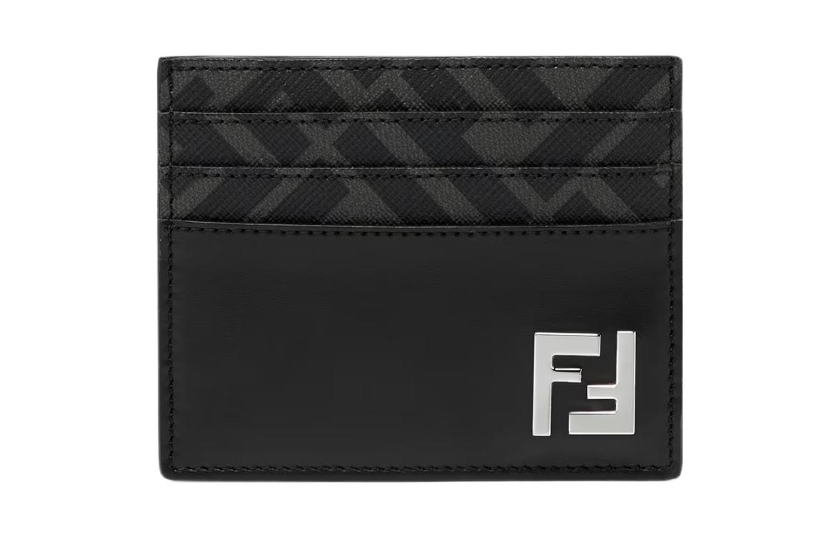 

FENDI Мужской черный картхолдер из телячьей кожи с хлопком