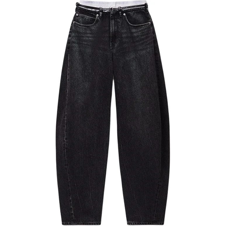 Джинсы с поясом на ремне Alexander Wang, Distressed Gray