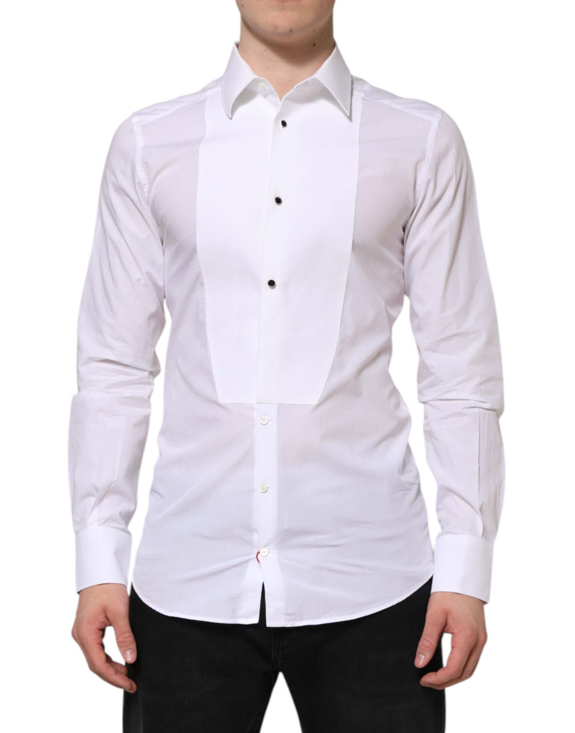 Белая хлопковая рубашка с нагрудником GOLD Poplin Dolce & Gabbana, белый