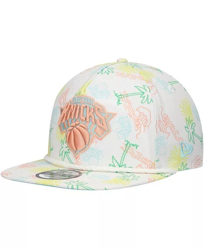 

Мужская белая регулируемая кепка для гольфиста New York Knicks Palm Trees and Waves New Era, белый
