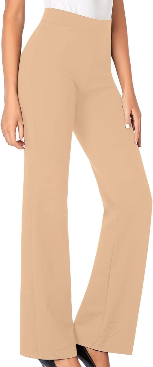 Рабочие брюки женские Business Casual эластичные Pull On брюки High Waisted Slim облегченные расклешенные с карманами Generic, хаки — фото 2
