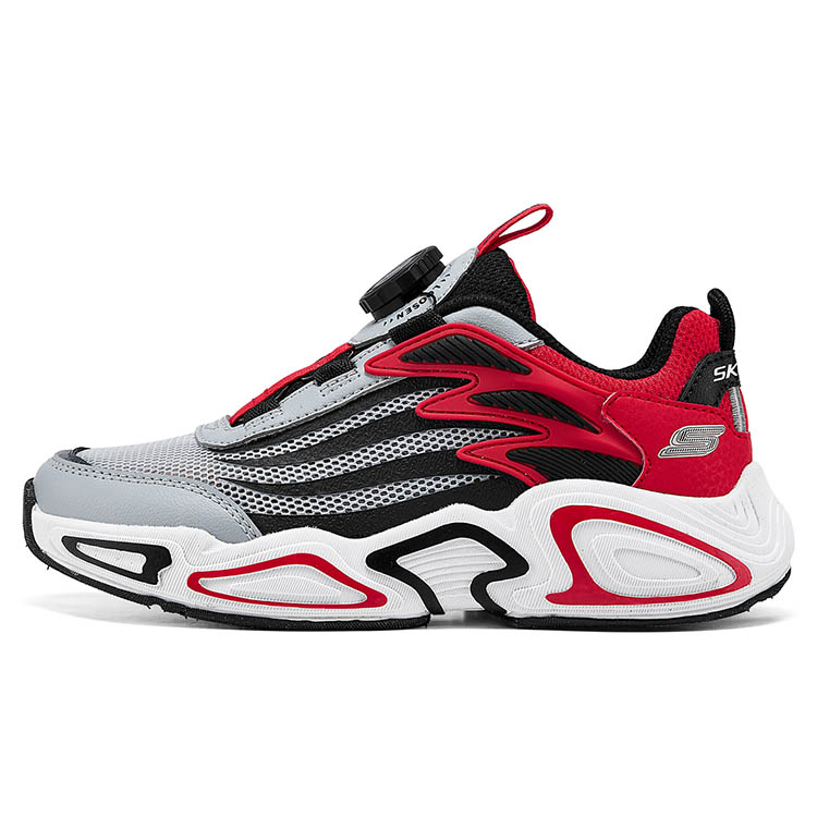 Skechers Kids Противоскользящие износостойкие низкие детские повседневные кроссовки gray red для подростков — фото 3