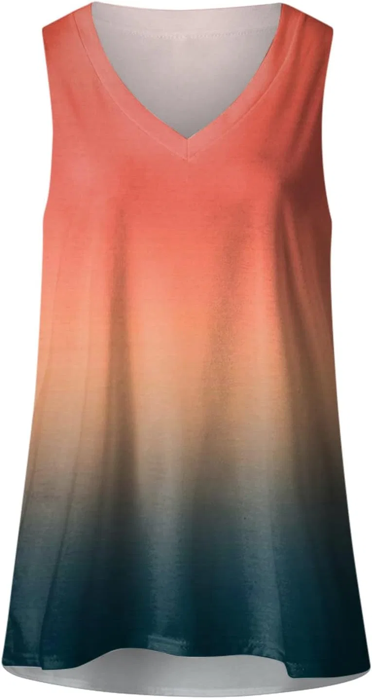 Блуза женская летняя Gradient Print Tank Top, оранжевый — фото 2