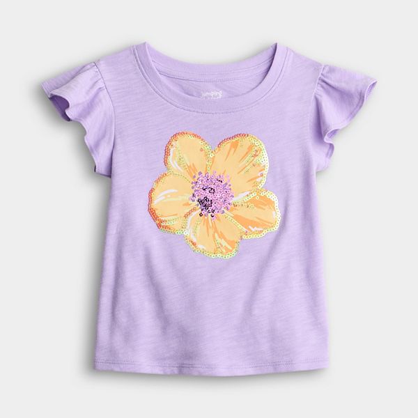 

Детская футболка с декором Flutter, размеры 4-12 Jumping Beans, Placed Flower Purple
