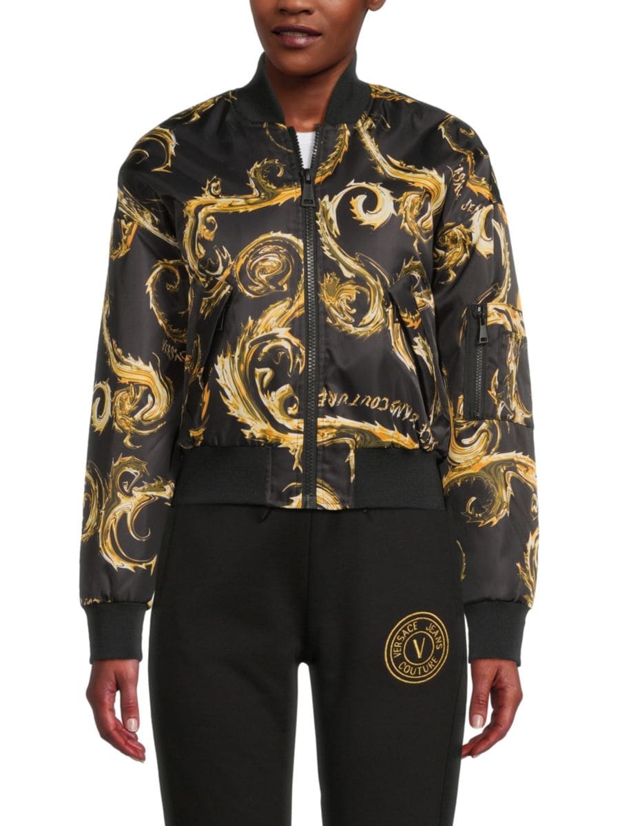 

Куртка-бомбер в стиле барокко Versace Jeans Couture, цвет Black Gold, Черный, Куртка-бомбер в стиле барокко Versace Jeans Couture, цвет Black Gold