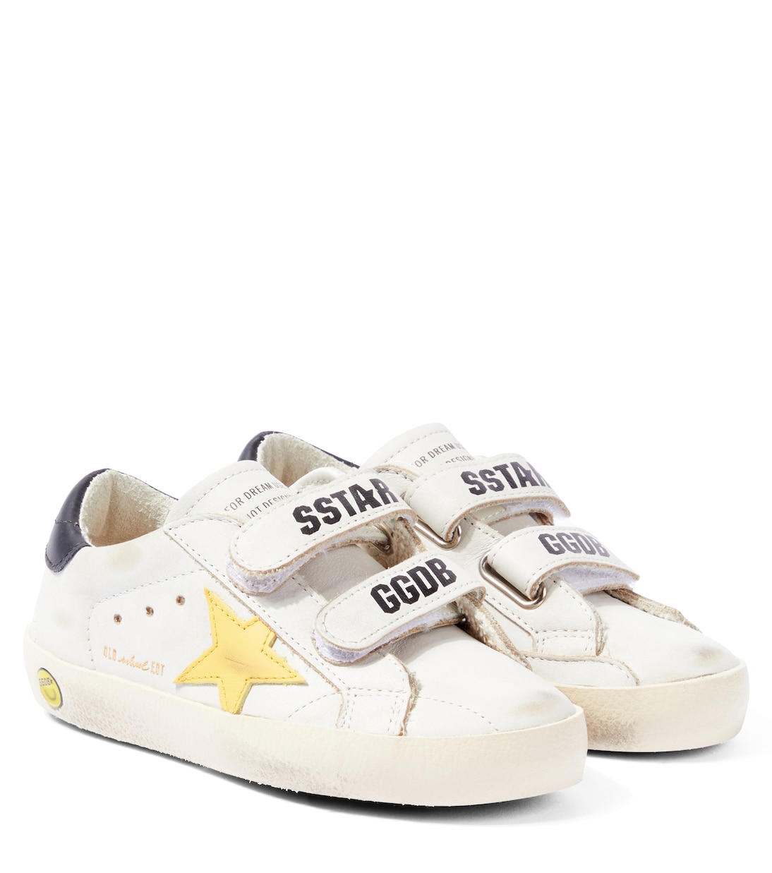 

Кожаные кроссовки Old School Golden Goose Kids, White/Black/Yellow