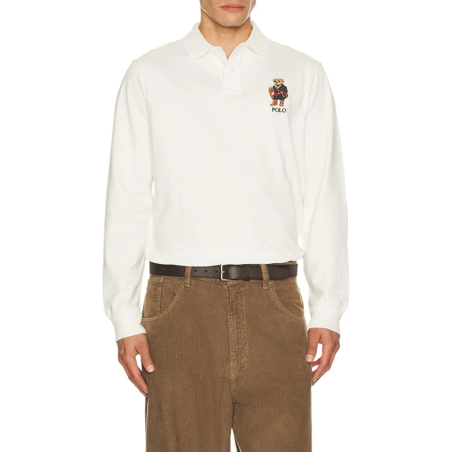Поло с длинным рукавом с вышивкой медведя Polo Ralph Lauren, White — фото 4