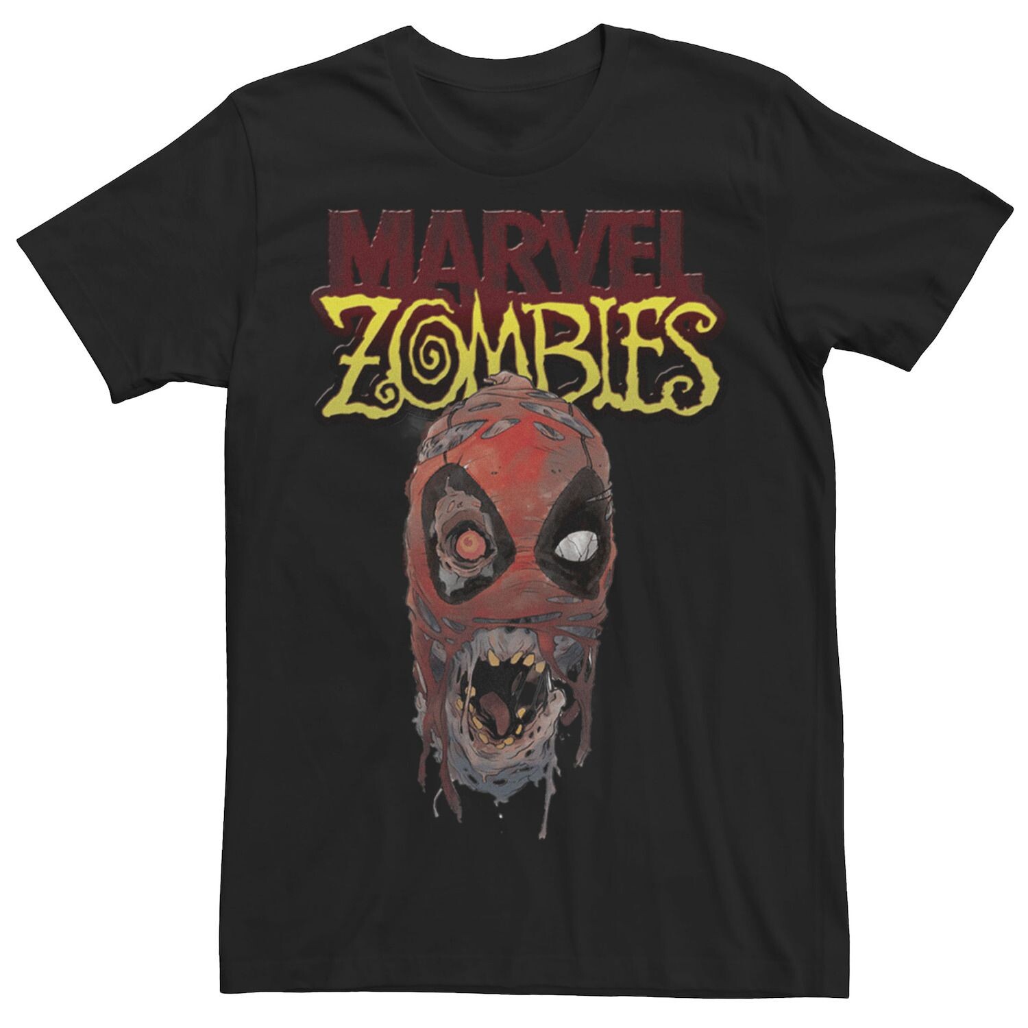 

Мужская футболка с рисунком Zombies Deadpool Zombie Head Marvel, черный