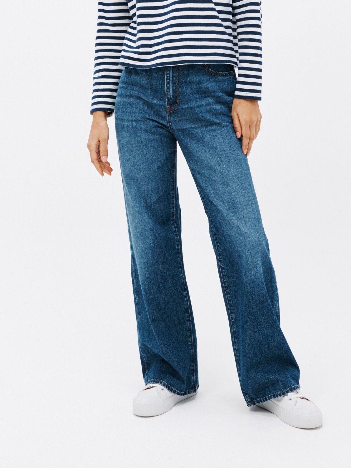 

Однотонные широкие джинсы John Lewis ANYDAY, средне-размытый синий