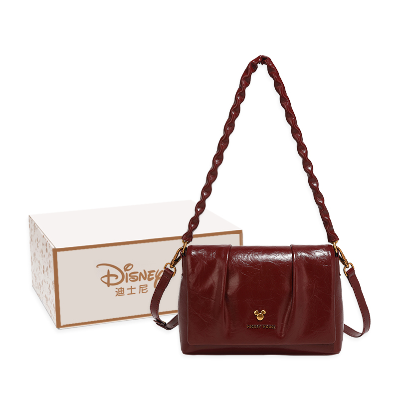 

Disney Микки Серия ПУ плиссированная маленькая квадратная сумка, Burgundy