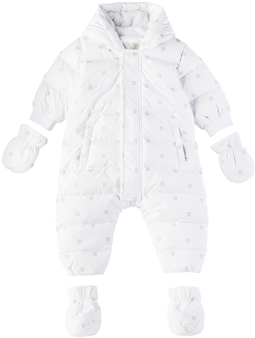 

Baby White Стеганый пуховый зимний комбинезон Белый Givenchy