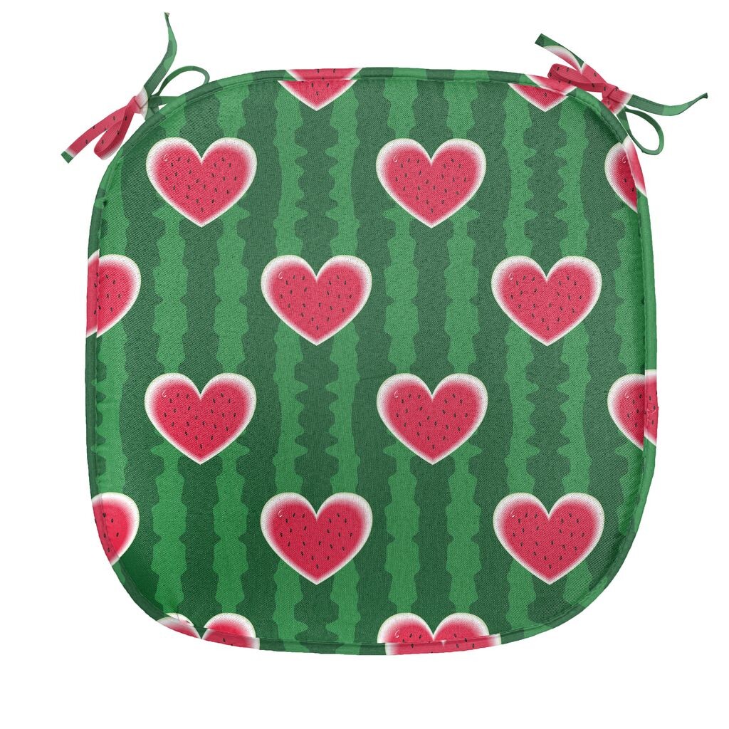 

ABAKUHAUS Hearts Подушка для стула для столовой Love Pattern Декоративная водонепроницаемая подушка с ремнями для кухонных сидений 40 см x 40 см Apple Green Dark Coral, зеленый