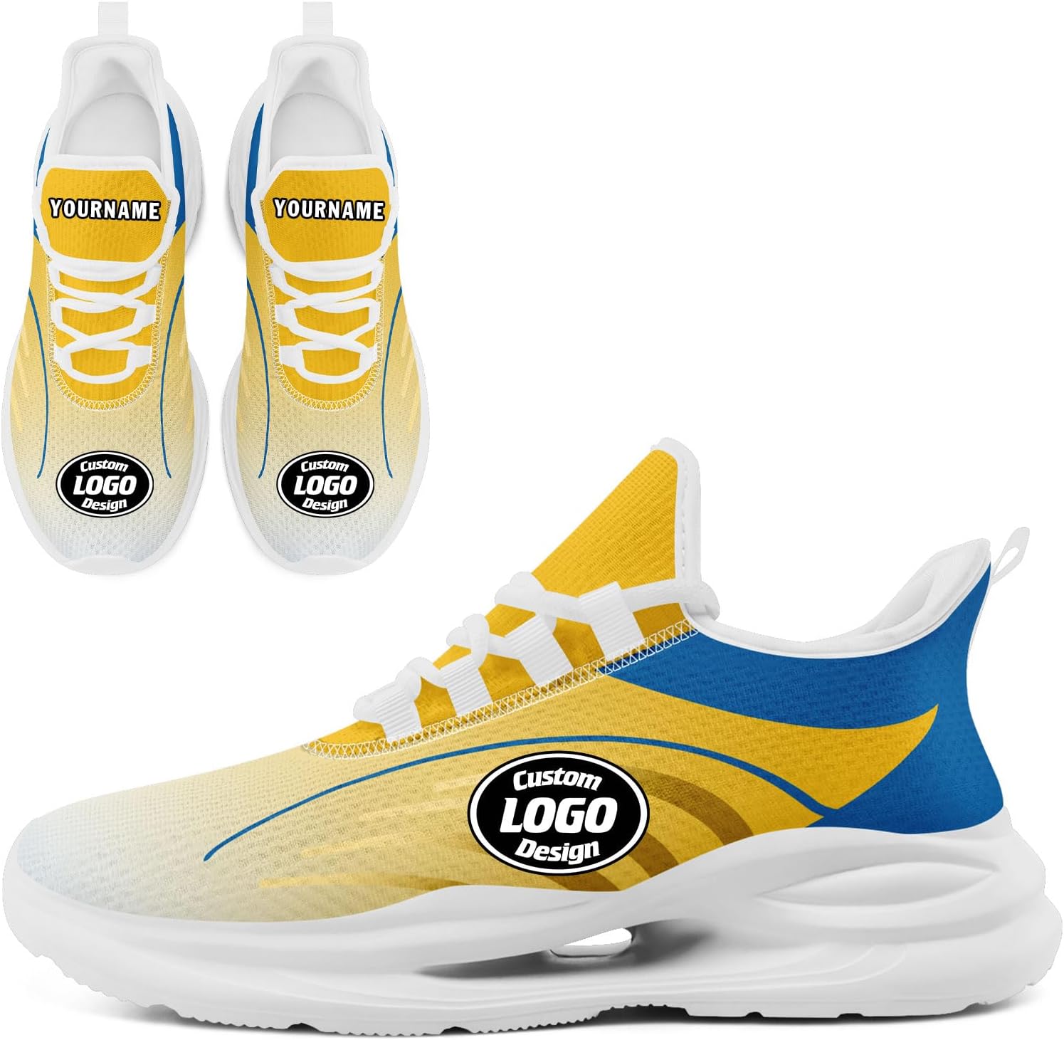 

Кроссовки с индивидуальным логотипом для мужчин и женщин, беговые кроссовки, легкие, дышащие, для зала, тенниса, волейбола, баскетбола Awsole, белый/синий/золотой