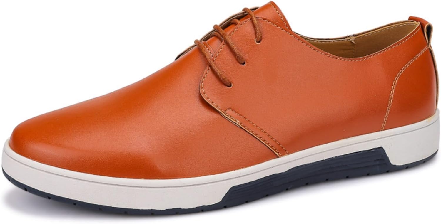 

Мужские повседневные оксфорды - дышащая кожа, плоская подошва - модные кроссовки с перфорацией, универсальная обувь на каждый день Khwfjas, желтый