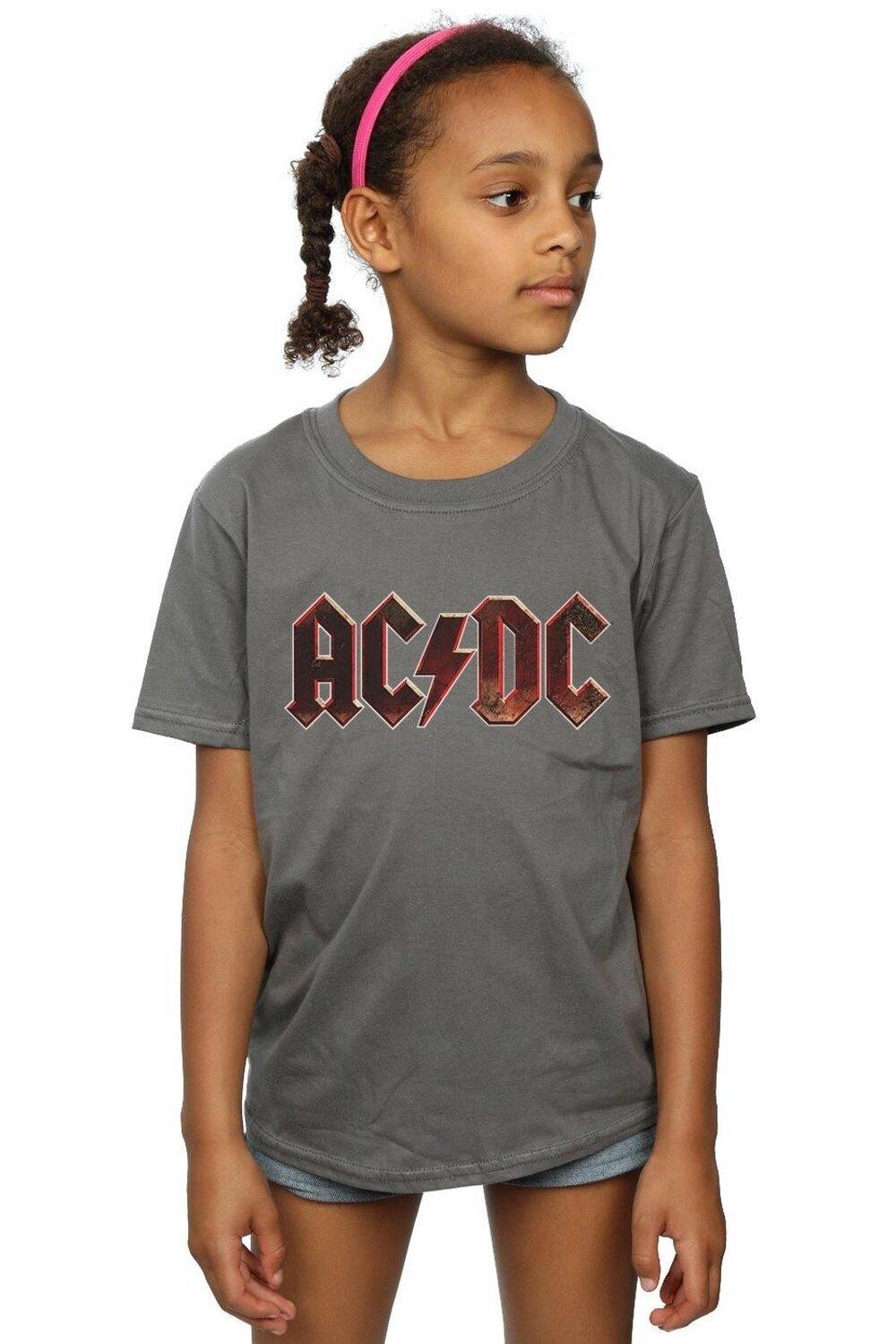 

Футболка из необработанного рваного хлопка с логотипом AC/DC, серый