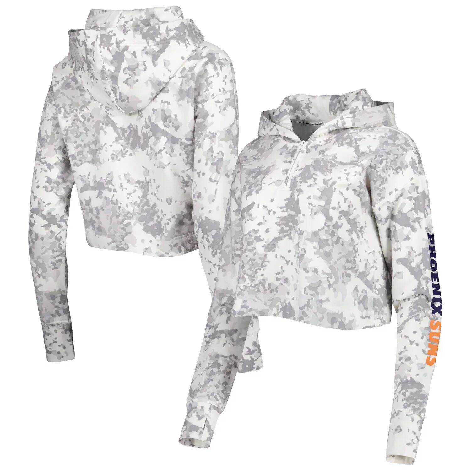 

Женский укороченный топ с молнией до четверти Lusso Grey/White Phoenix Suns Maia Tri-Blend