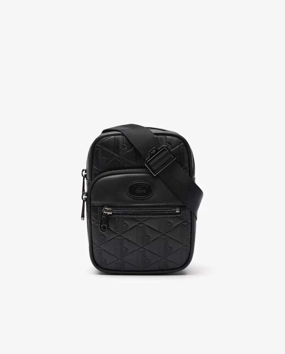 

Маленькая мужская сумка через плечо с напечатанной монограммой Lacoste, чёрный