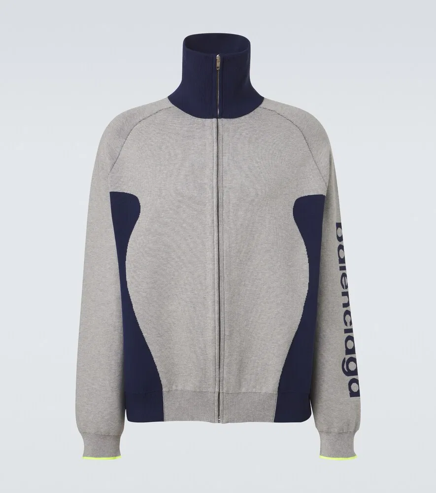 Кардиган на молнии из смесовой хлопковой ткани Bodies Balenciaga, серый