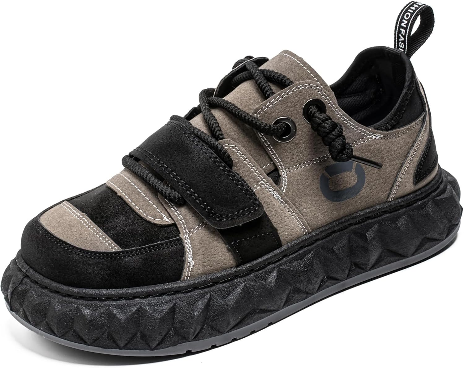 

Мужские повседневные кроссовки, ретро-цвет - контрастная шнуровка, обувь с уникальной текстурированной толстой подошвой, стильная и удобная нескользящая обувь для повседневной носки и уличной моды Aokisx, серый