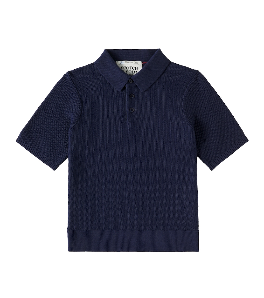 

Рубашка-поло из хлопка вафельной вязки Scotch & Soda Kids, темно-синий