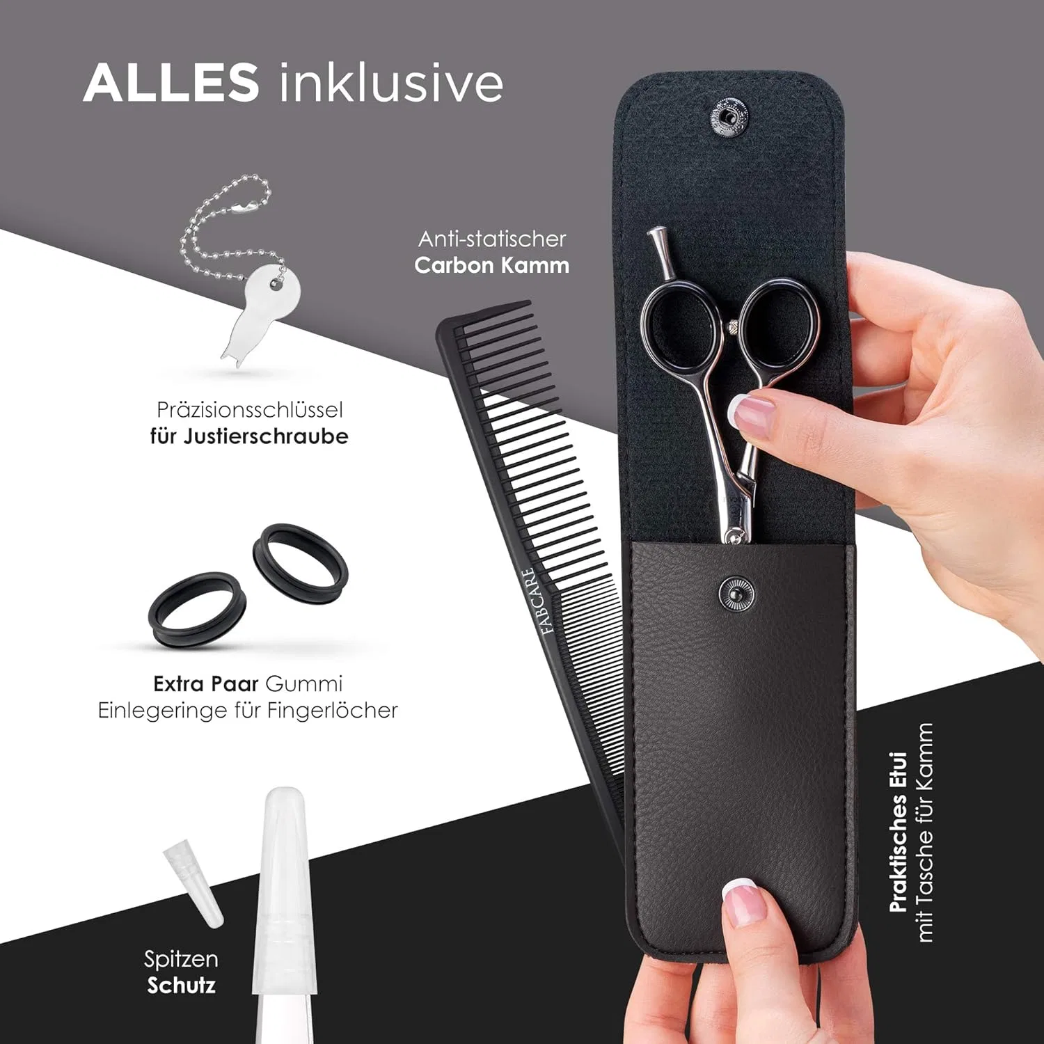 Профессиональные филировочные ножницы FABCARE с расческой и чехлом Fabcare, Thinning Scissors — фото 2