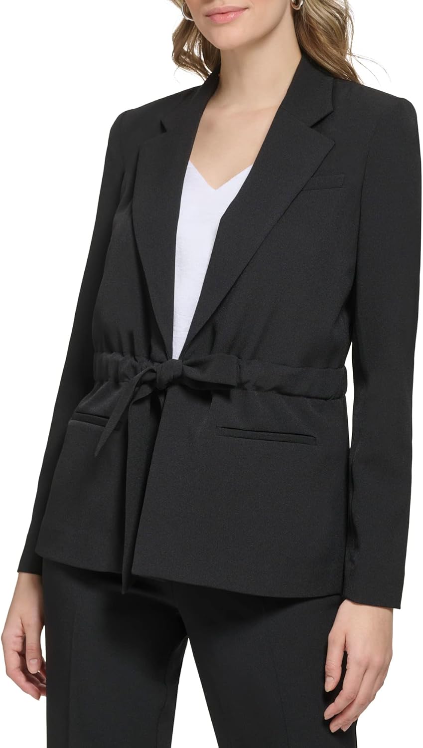 

Женская куртка Calvin Klein из крепа с поясом и завязками на шнурке, Black