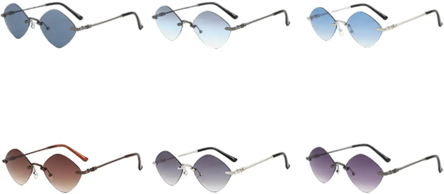 

Солнцезащитные очки с ромбовидной оправой, градиентной скошенной кромкой и безрамочным дизайном. Модные и стильные, с защитой от УФ-излучения UV400 generic, Purple