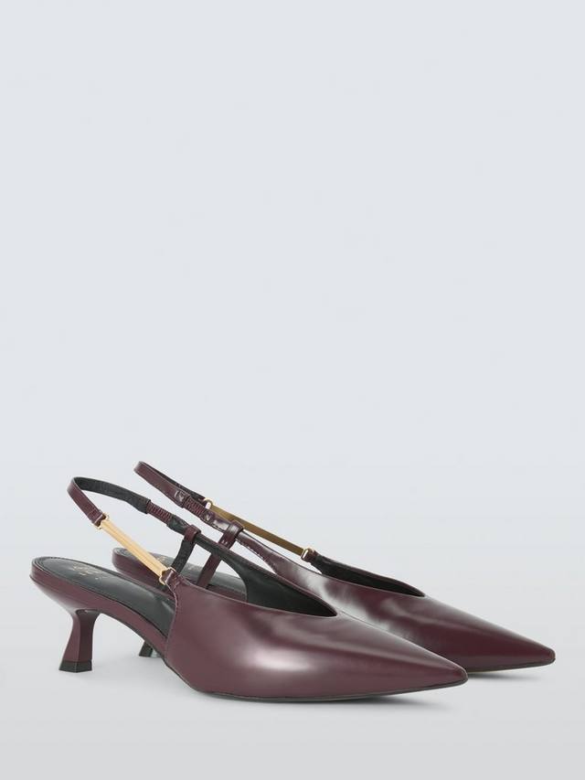 Кожаные туфли Deal Essential на среднем каблуке с открытым мысом и ремешком John Lewis, Burgundy — фото 4