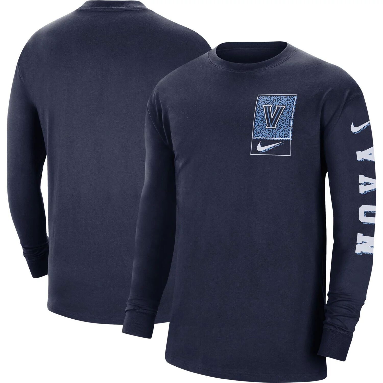 

Мужская темно-синяя футболка с длинным рукавом Villanova Wildcats Seasonal Max90 2-Hit Nike, Синий, Мужская темно-синяя футболка с длинным рукавом Villanova Wildcats Seasonal Max90 2-Hit Nike