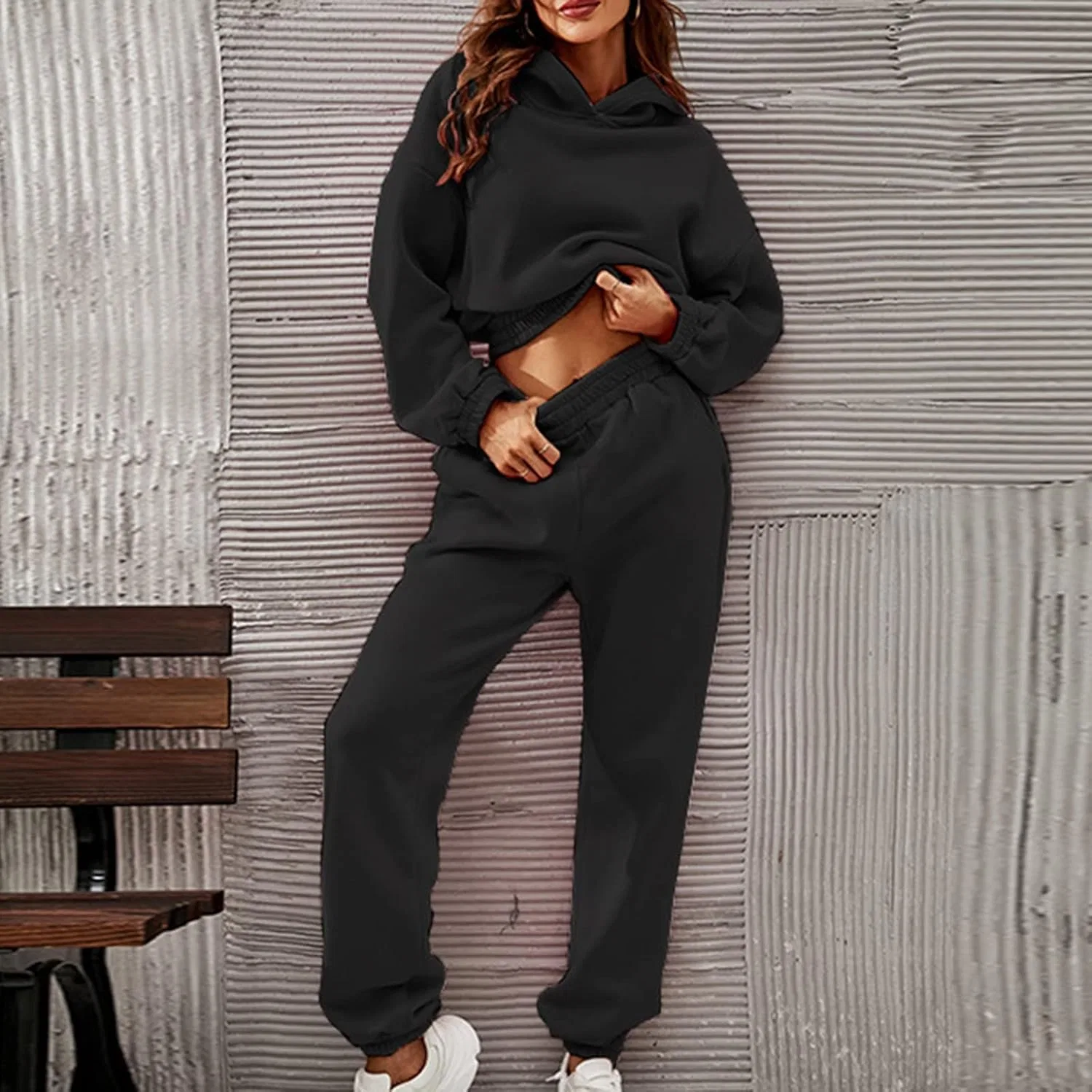 Толстовка и шорты Oversized Fleece, 2 предмета, черный — фото 2