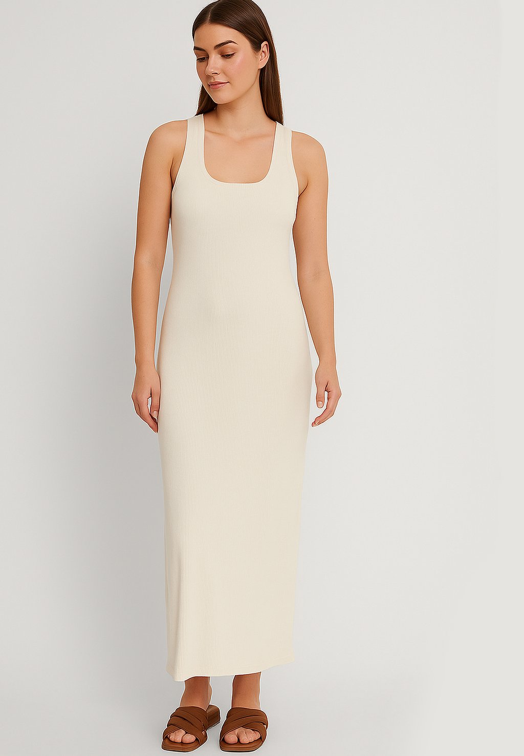 

Платье-джемпер MIT RACERBACK UND KNOTENDETAIL - Maxi dress VILA, бежевый