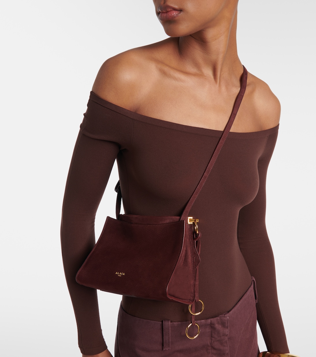 Le Click Маленькая кожаная сумка через плечо Alaïa, Rouge Grenat — фото 2