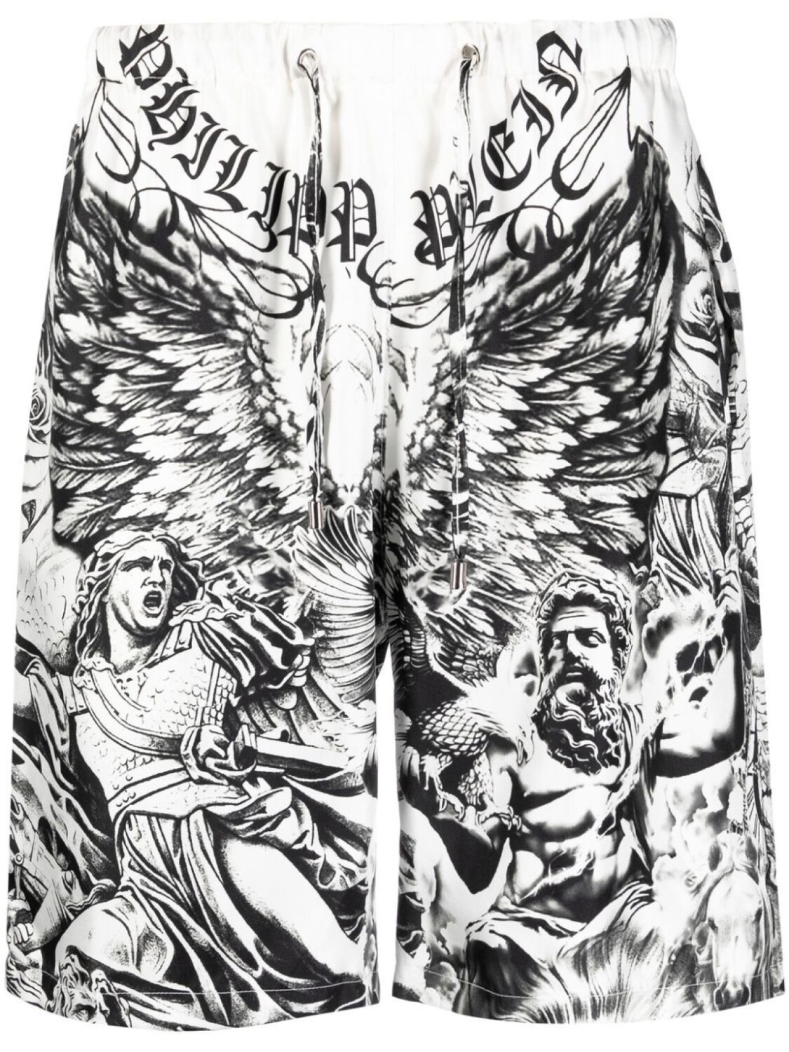 

Philipp Plein шелковые шорты с принтом Tattoo, белый