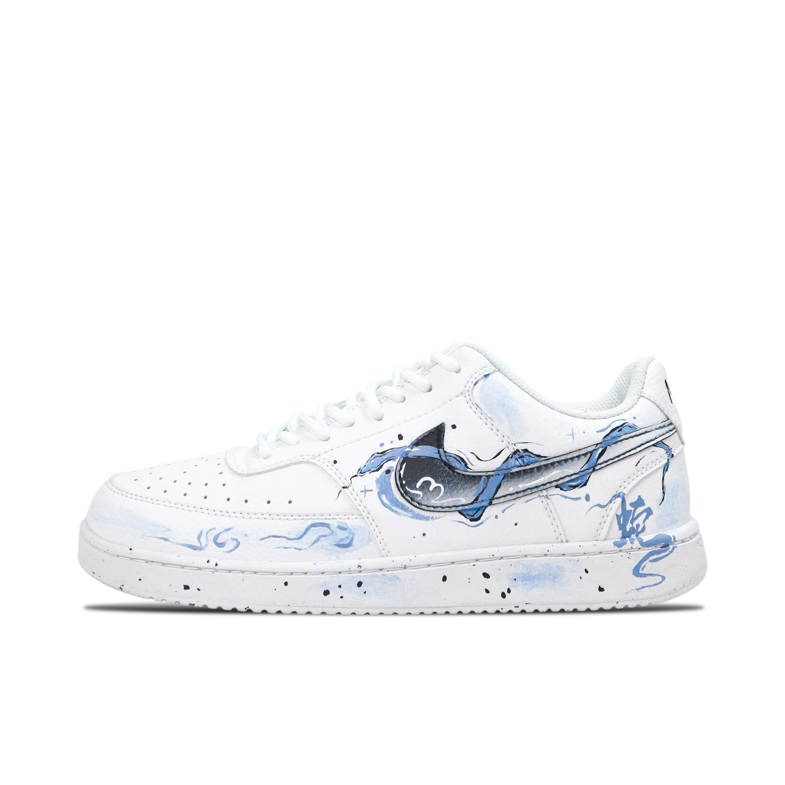 

Nike Кроссовки Court Vision 1 Water Rhyme Blue Stripe, легкие и дышащие, низкие, для скейтбординга, мужские, белые, синие