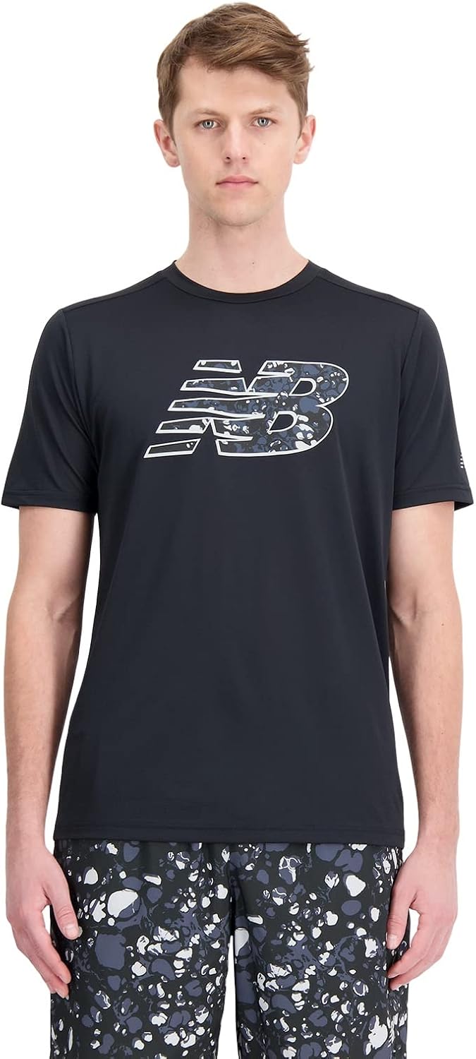 

Мужская футболка с коротким рукавом New Balance MT21197 Core Run Graphic, быстросохнущая, черный